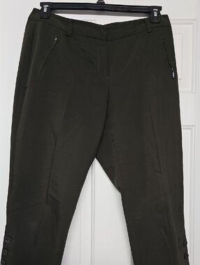 Style & Co. Olive Green Capri Pants with Button Hem